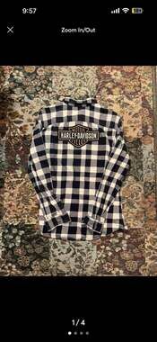Harley-Davidson Men's Buffalo Plaid Flannel Shirt Slim Fit Size M